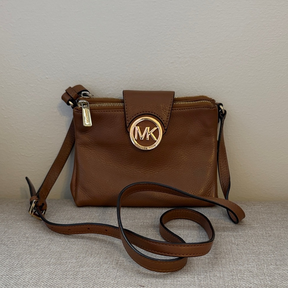 Michael Kors Tan Crossbody Bag with Gold Accents